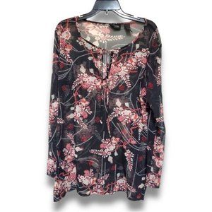 New York & CO. Floral Black Tunic (XL)